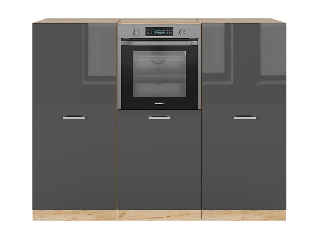 Bloc cuisine anthracite brillant/chêne doré 180x46x81.6 r-line