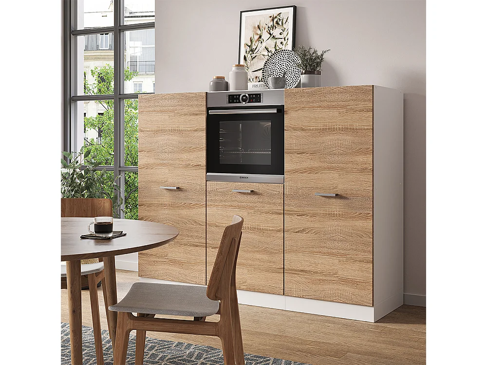 Bloque de cocina sonoma/blanco 180x46x81.6 r-line