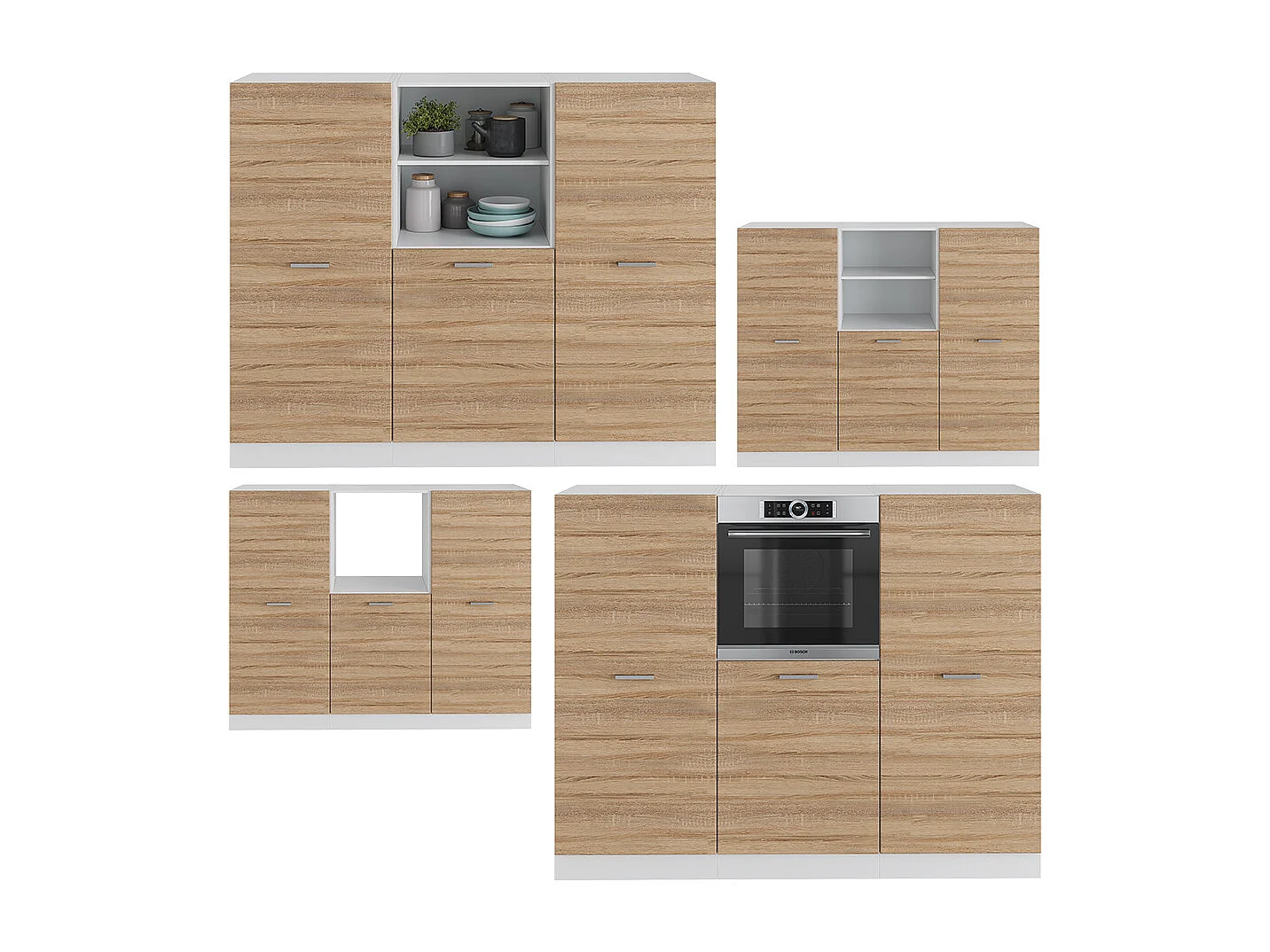 Bloque de cocina sonoma/blanco 180x46x81.6 r-line