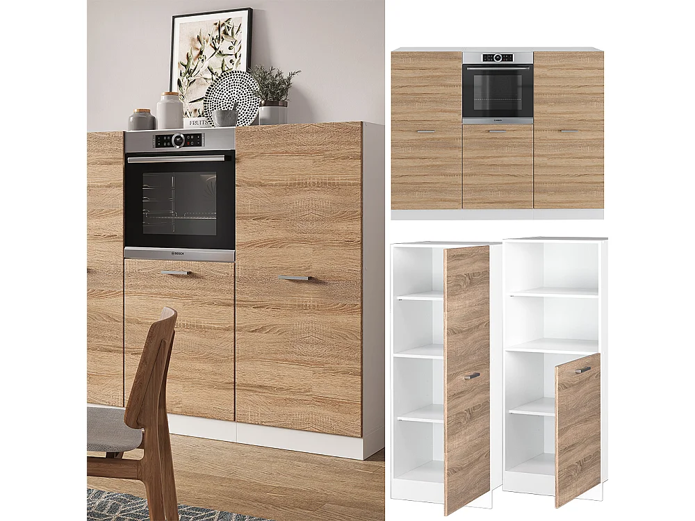 Bloc cuisine sonoma/blanc 180x46x81.6 r-line