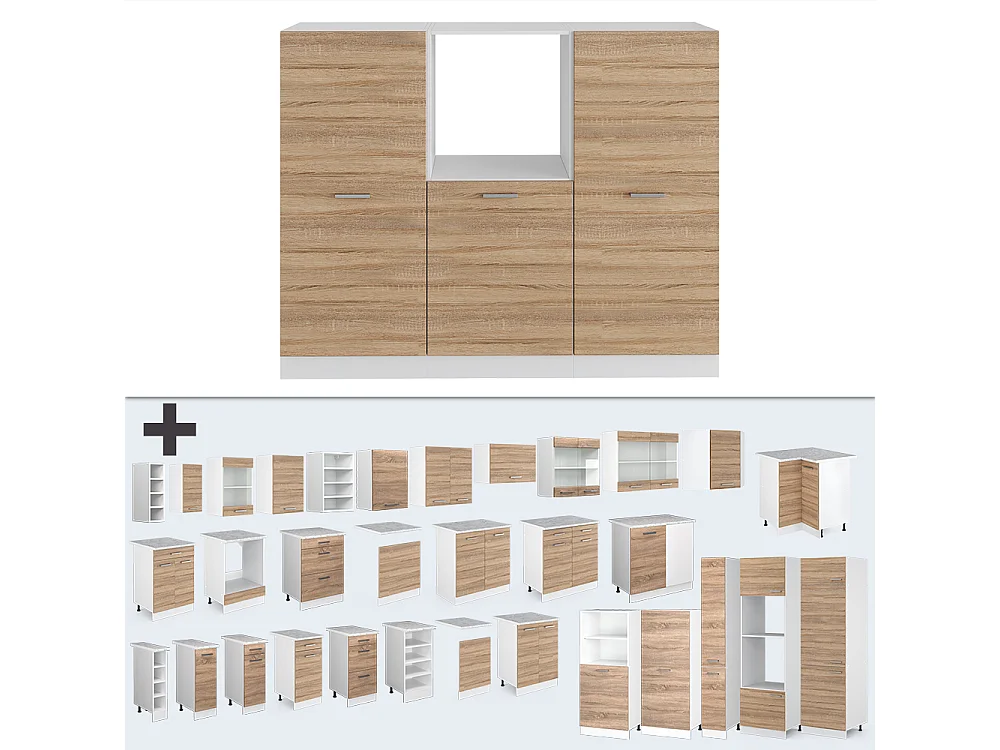 Bloc cuisine sonoma/blanc 180x46x81.6 r-line