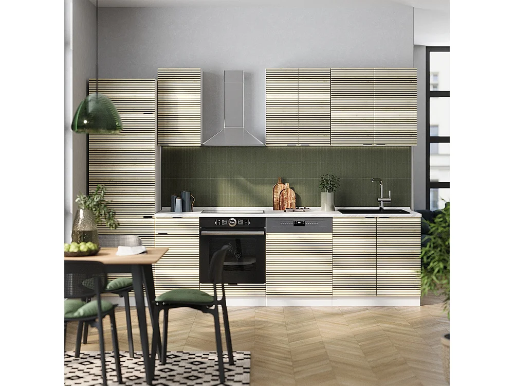 Mueble de cocina panel roble/blanco 300x60x81.6 fame-line