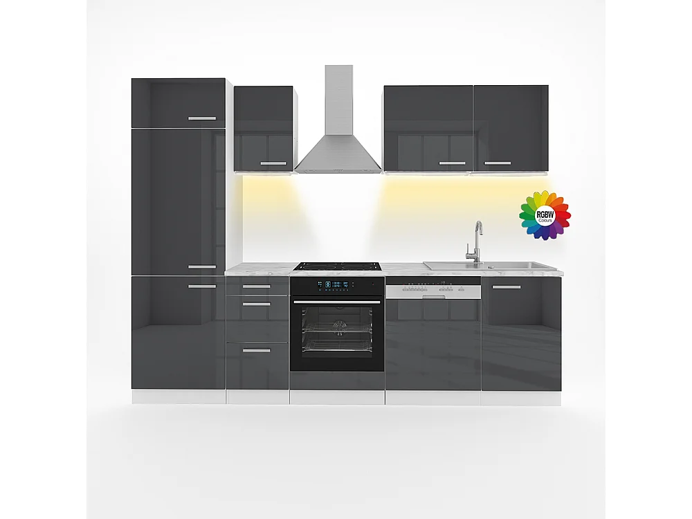 Cuisine anthracite brillant/blanc 270x46x81.6 optima