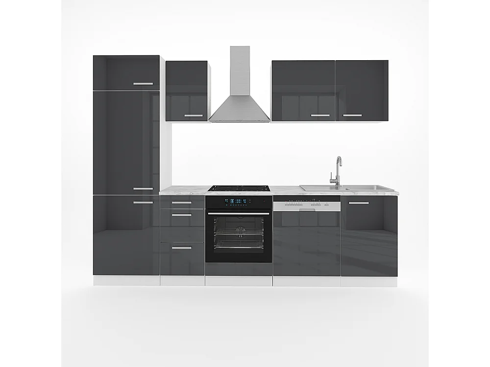 Cuisine anthracite brillant/blanc 270x46x81.6 optima