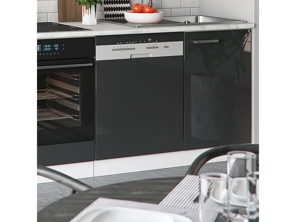 Cuisine anthracite brillant/blanc 270x46x81.6 optima
