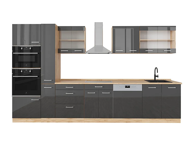 Cuisine anthracite brillant/chêne doré 350x46x81.6 r-line