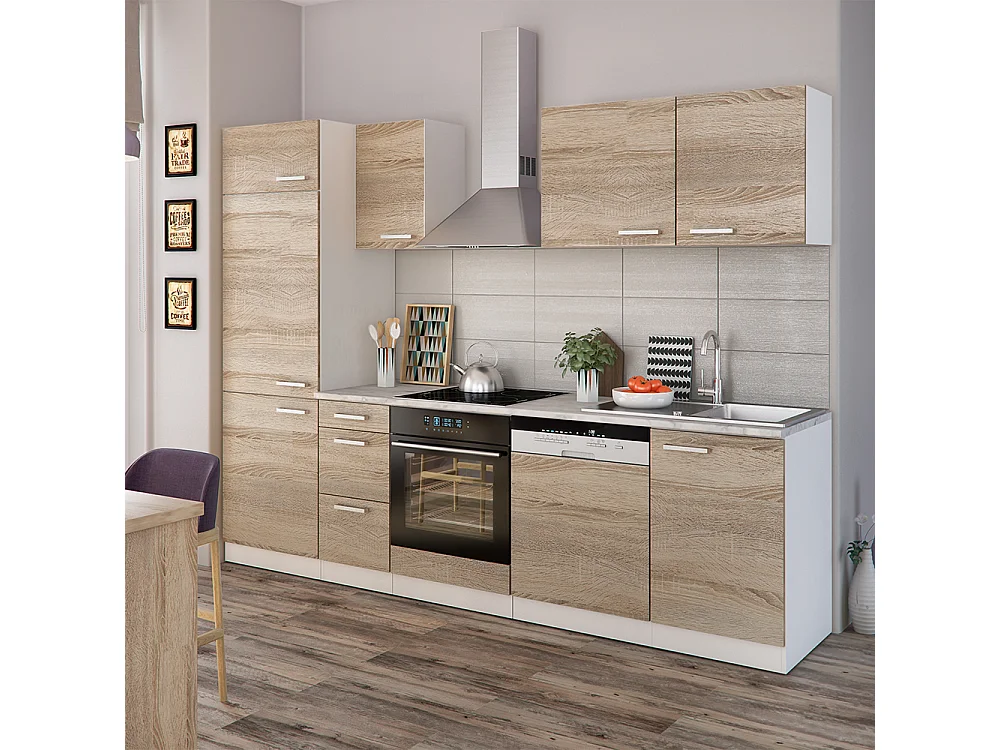 Mueble de cocina sonoma/blanco 270x46x81.6 optima