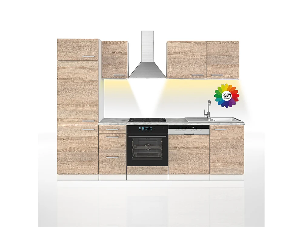 Mueble de cocina sonoma/blanco 270x46x81.6 optima