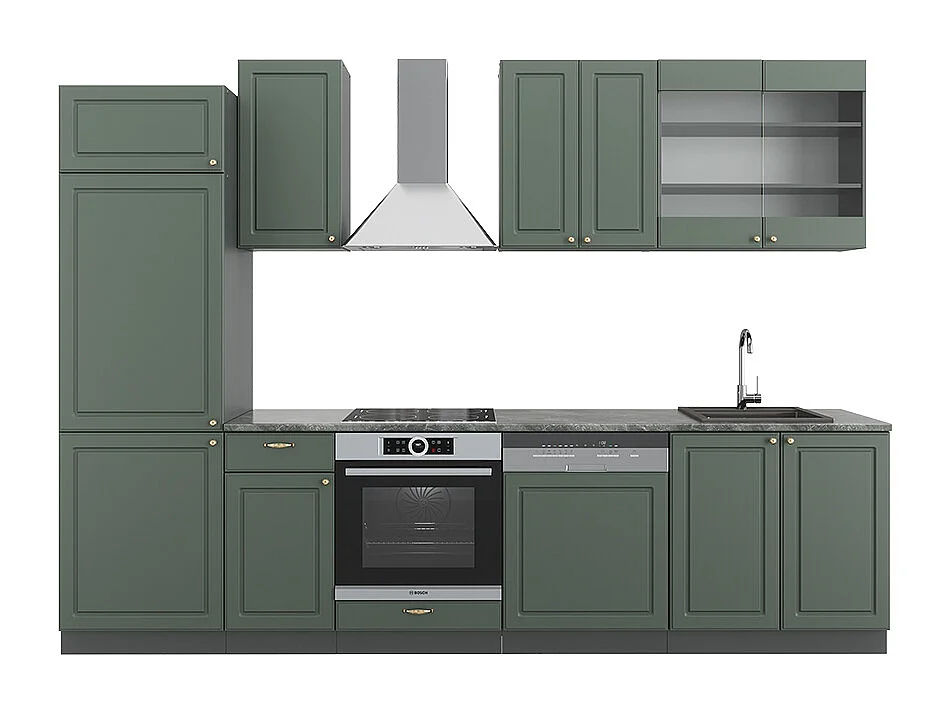 Cuisine vert et or campagne/anthracite 300x60x81.6 fame-line