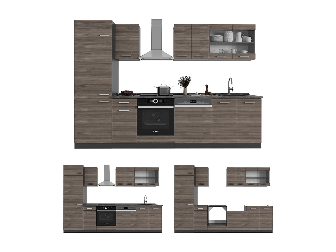 Mueble de cocina gris noble/antracita 300x46x81.6 r-line