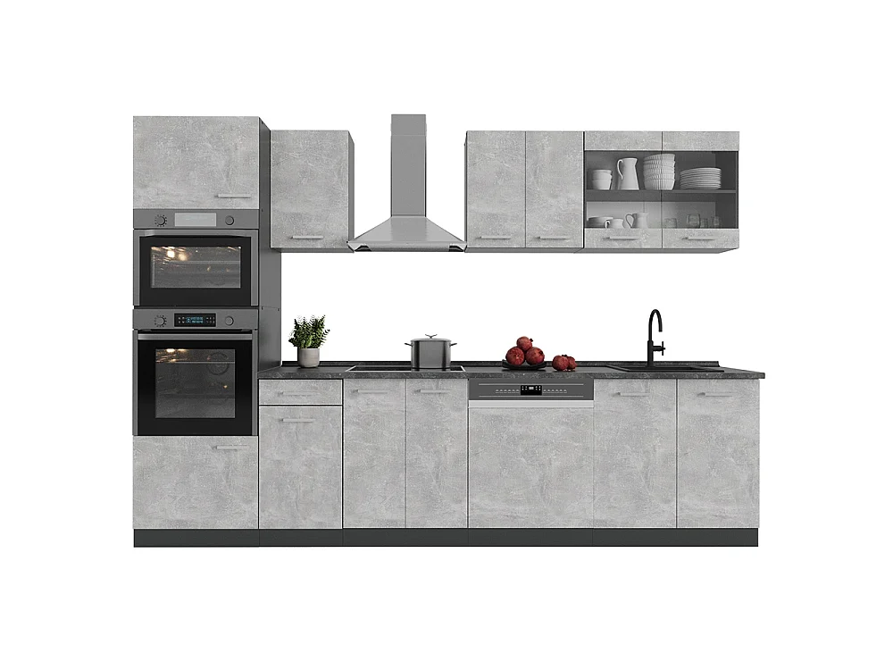 Cuisine béton/anthracite 300x46x81.6 r-line