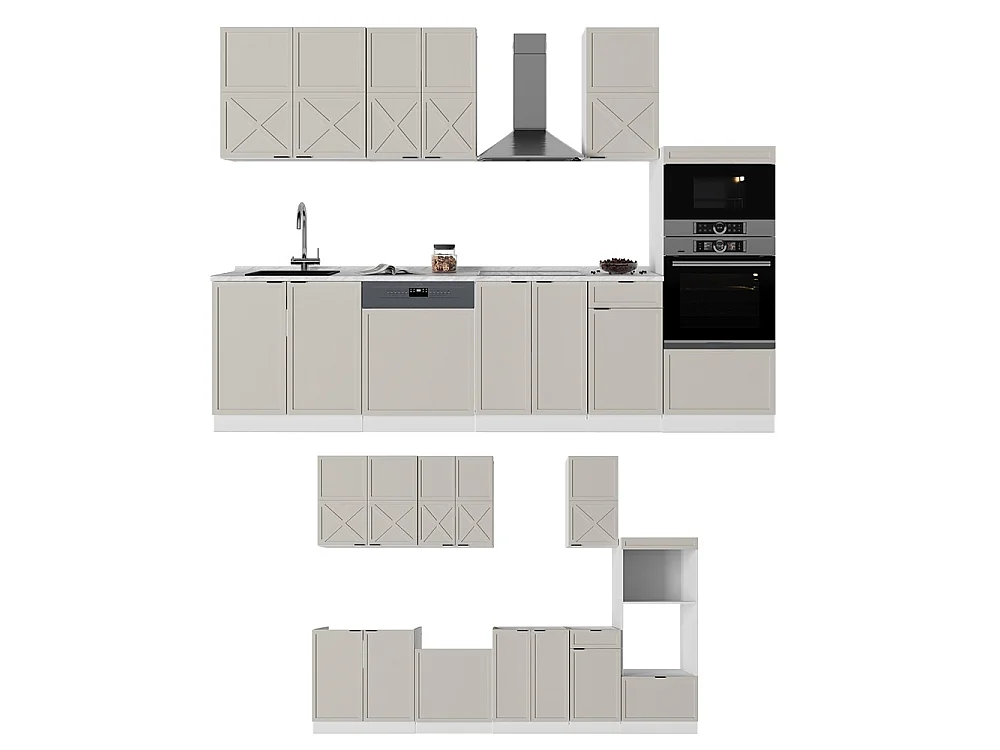 Mueble de cocina gris/beige/blanco 300x46x81.6 fame-line
