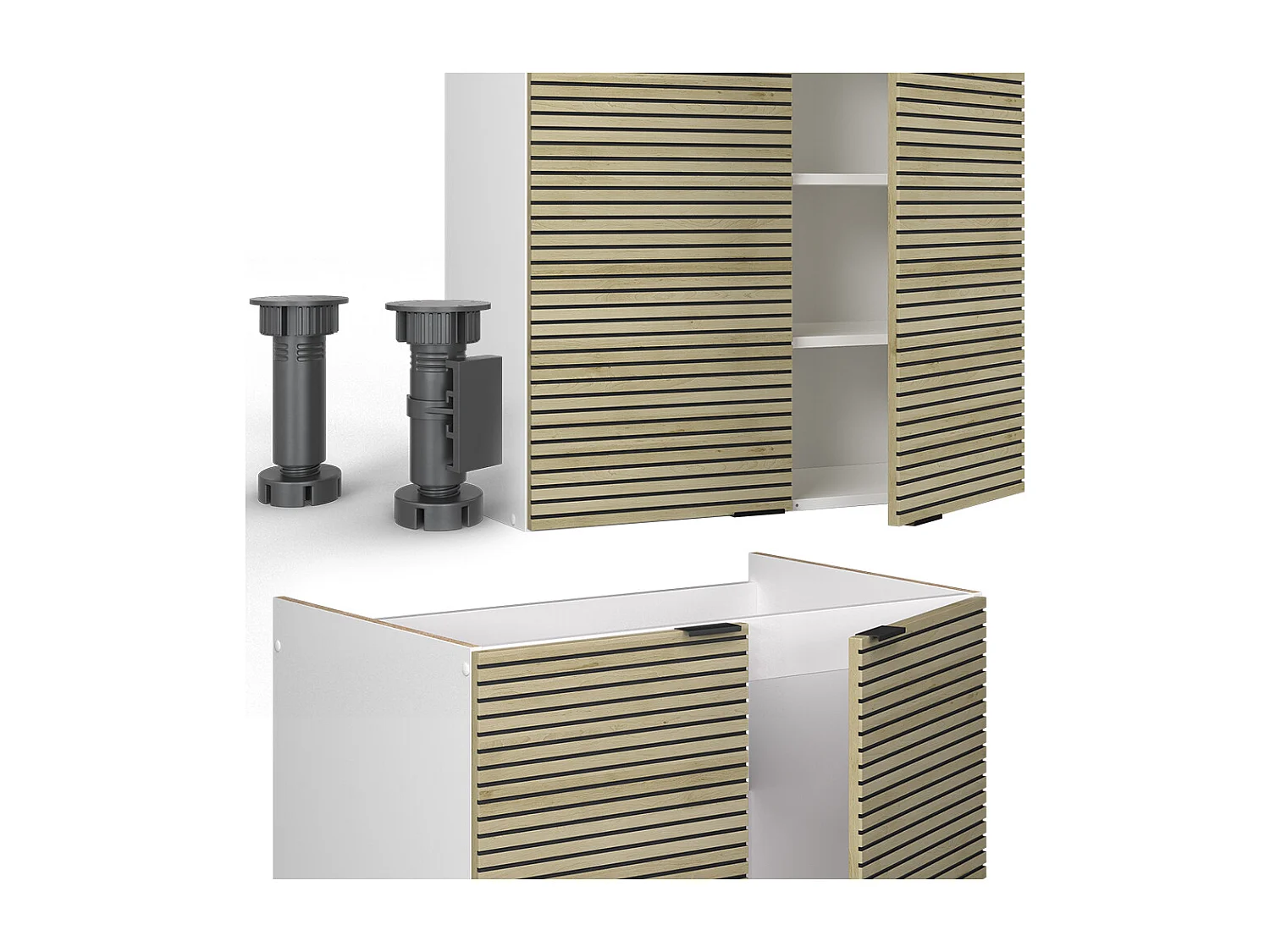 Küchenzeile eiche paneel/weiß 200x60x81.6 fame-line