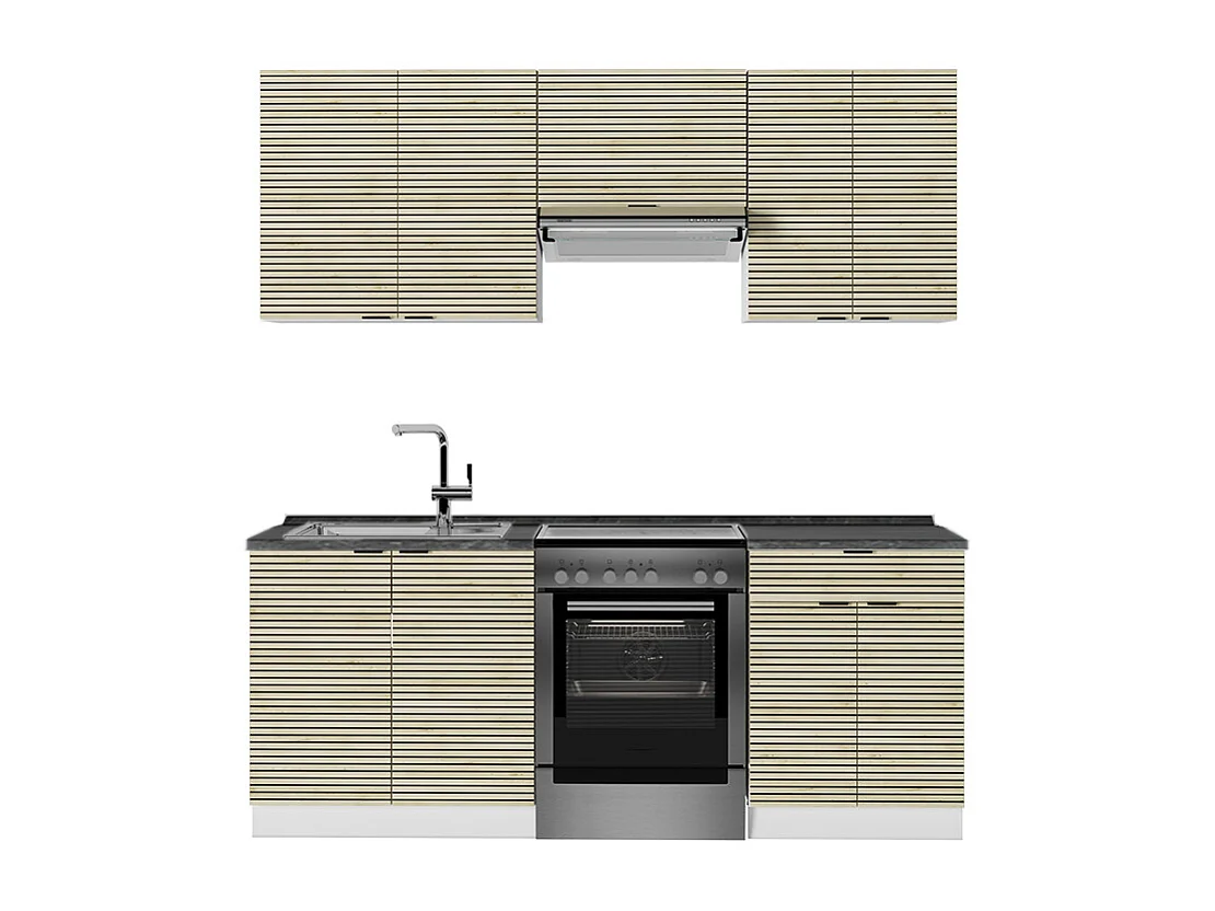 Cuisine chêne lambris/blanc 200x60x81.6 fame-line