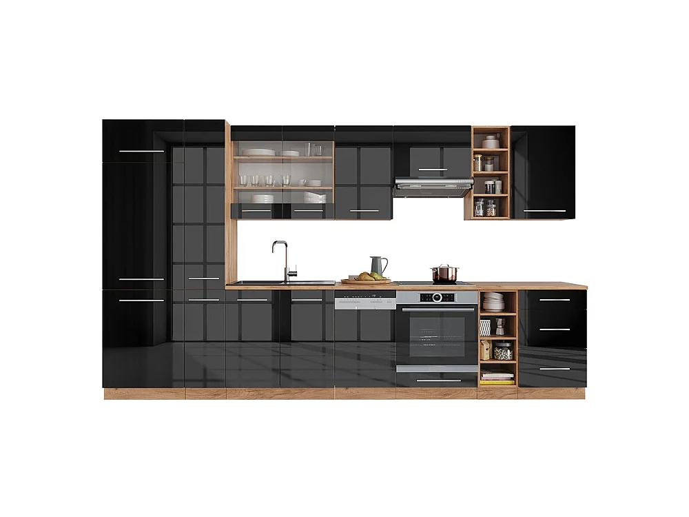 Cuisine anthracite brillant/chêne doré 355x60x81.6 fame-line