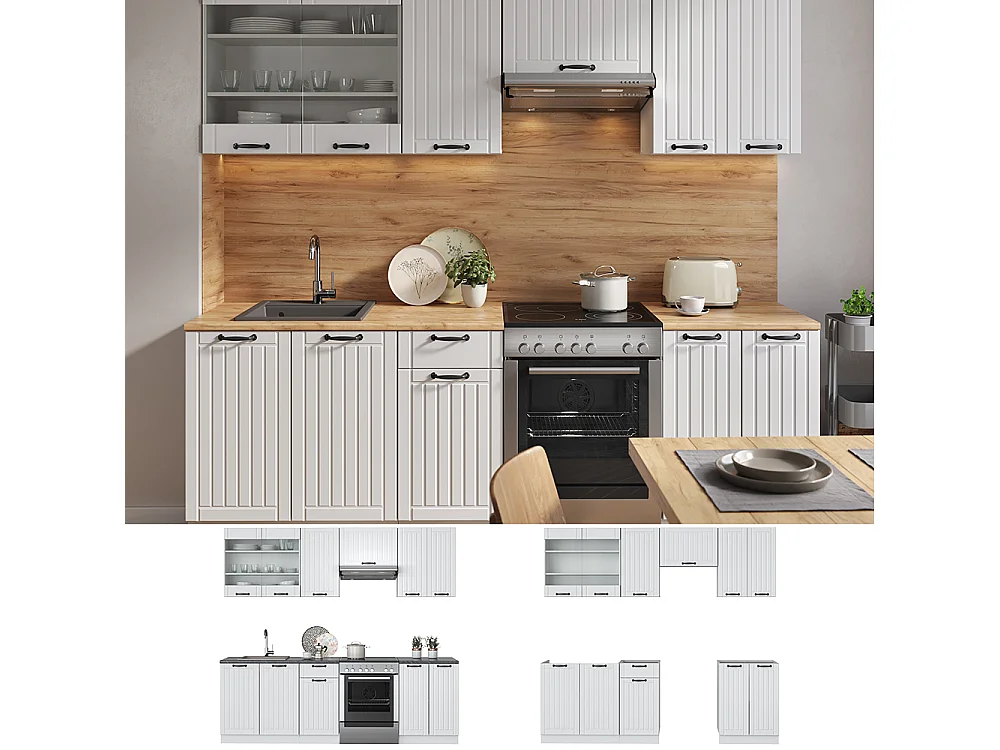 Køkkenrække hvidt landsted/hvid 240x46x81.6 fame-line