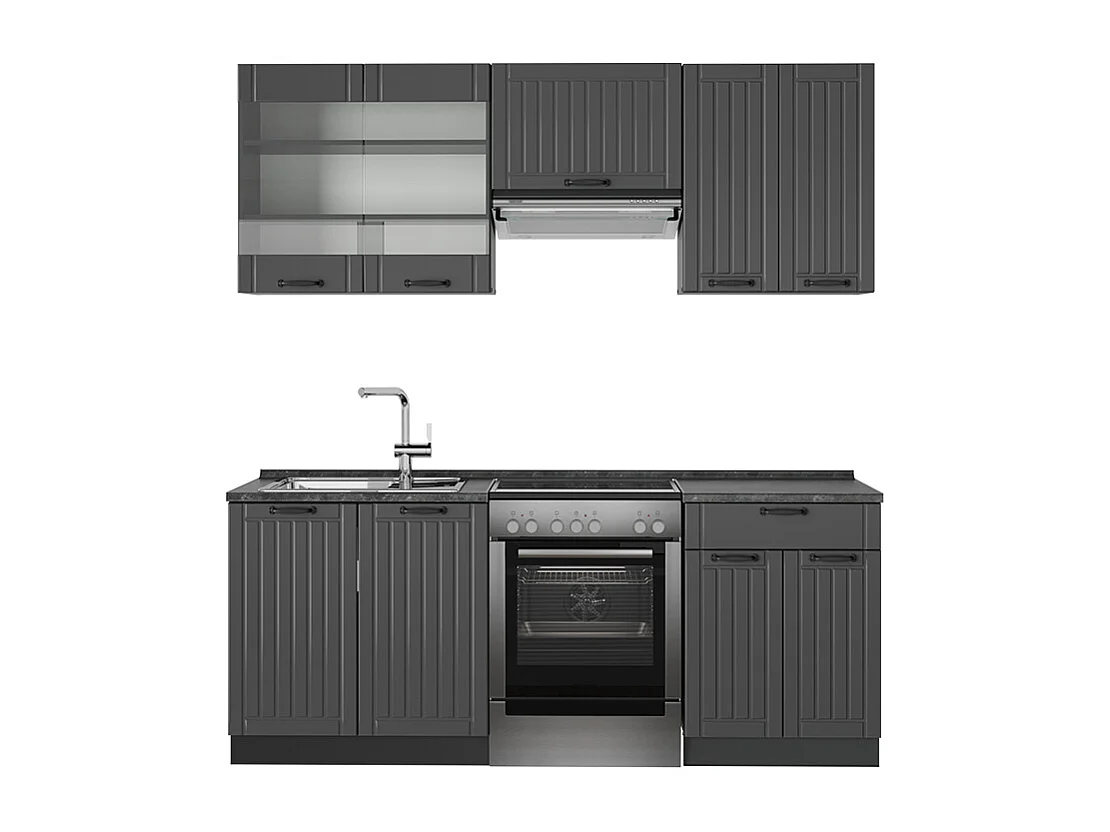 Cucina componibile grigio scuro 200x46x81.6 fame-line