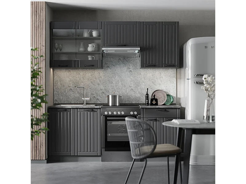 Mueble de cocina gris oscuro 200x46x81.6 fame-line
