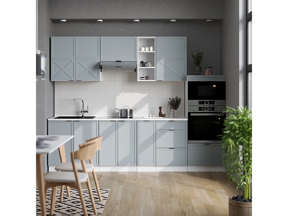 Cuisine bleu clair-gris/blanc 280x46x81.6 fame-line