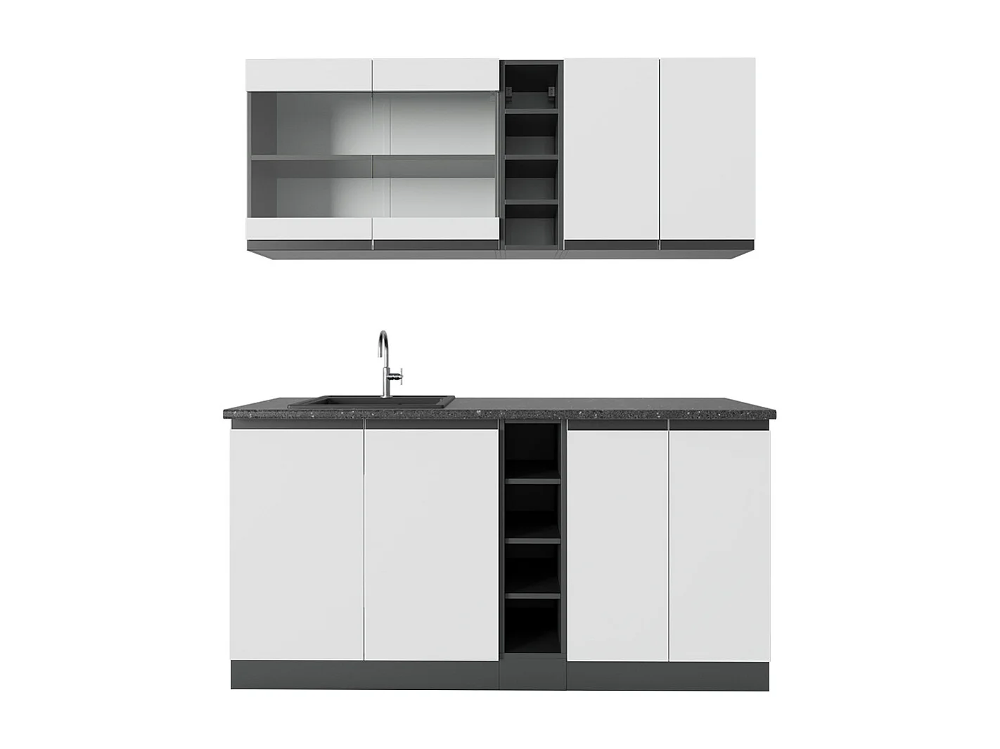Cocina para solteros blanco/antracita 160x46x81.6 r-line