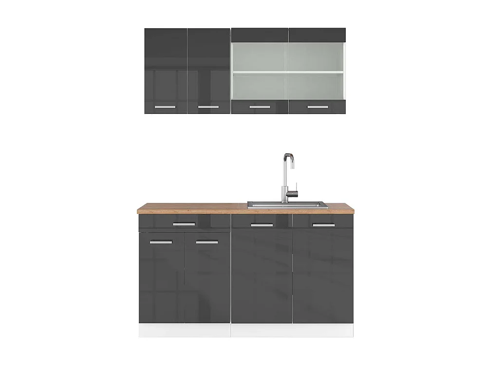 Pojedyncza kuchnia antracytowy wysoki połysk/biały 140x60x81.6 r-line