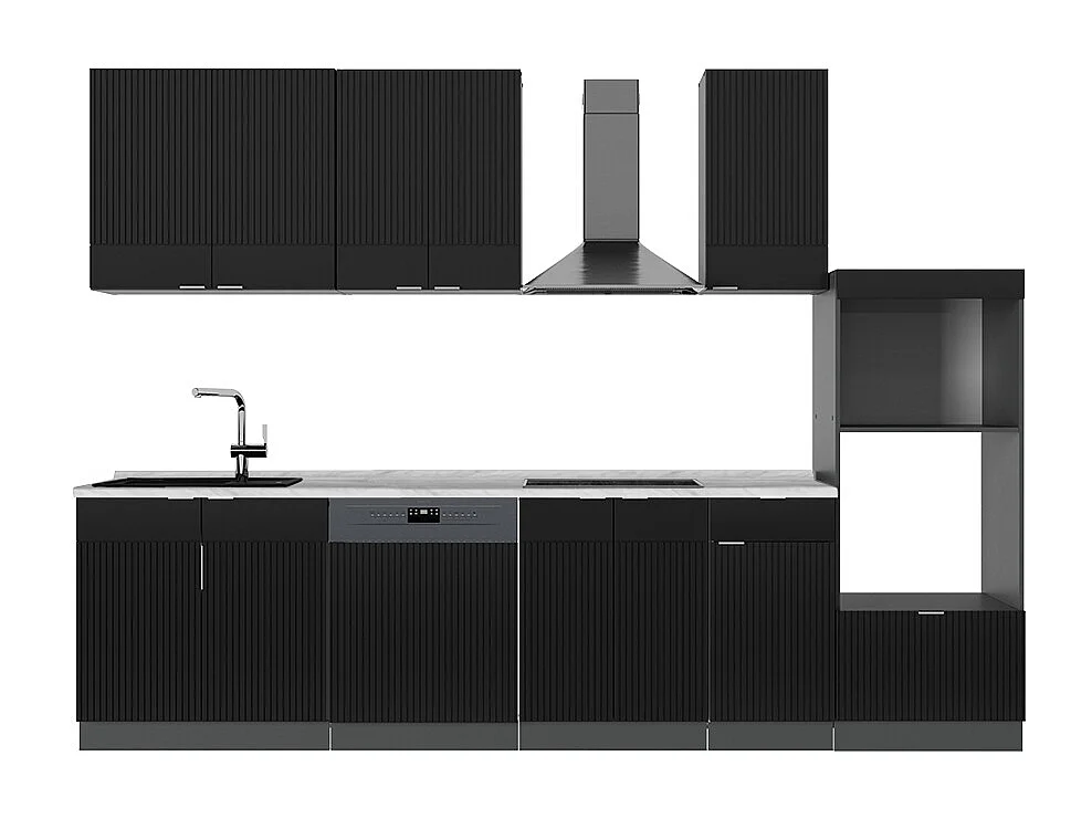 Mueble de cocina rayas negras/antracita 300x60x81.6 fame-line