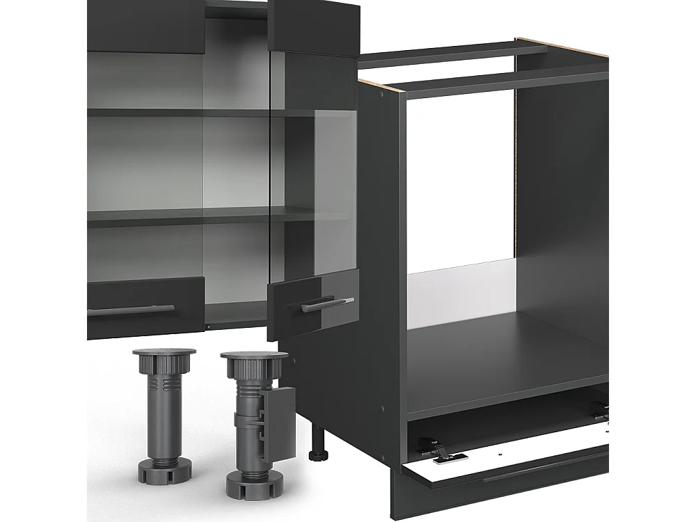 Küchenzeile anthrazit hochglanz 300x60x81.6 fame-line