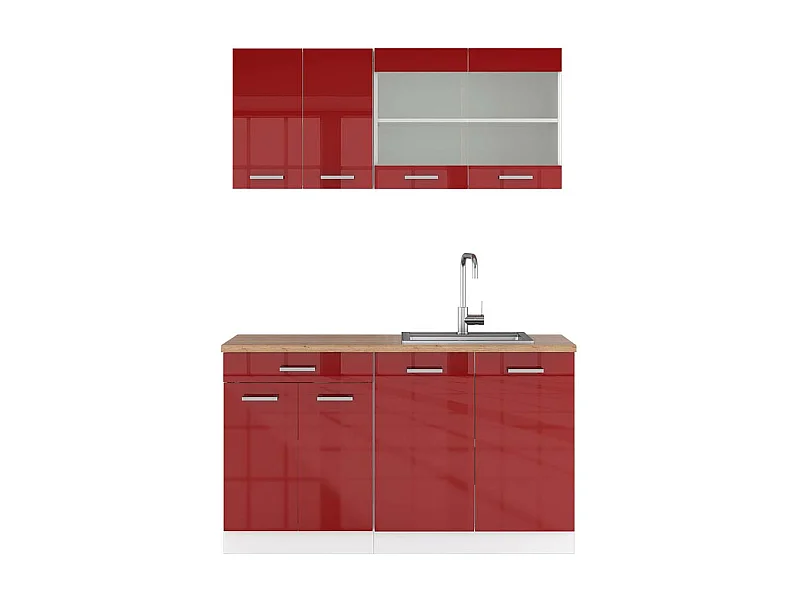 Cocina versátil rojo brillo intenso/blanco 140x60x81.6 r-line