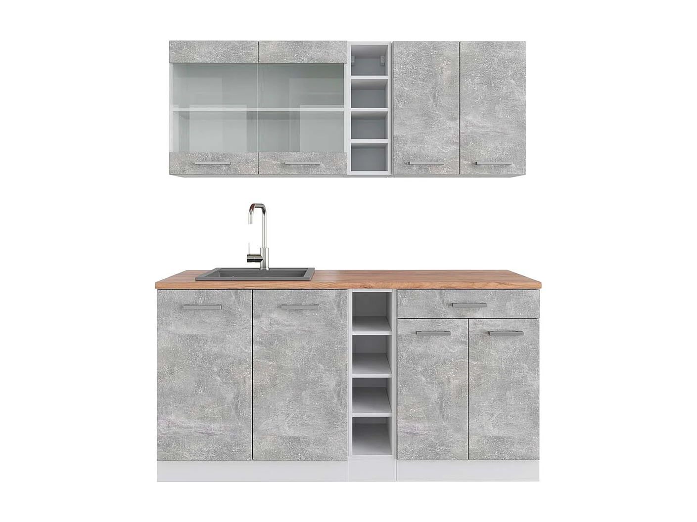 Cocina versátil hormigón/blanco 160x60x81.6 r-line