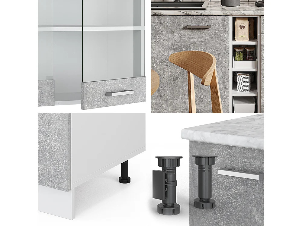 Cocina versátil hormigón/blanco 160x60x81.6 r-line