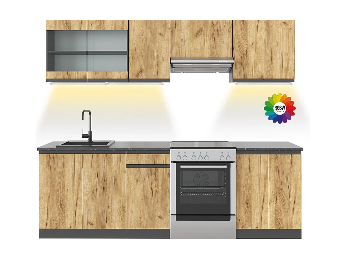 Cuisine chêne doré/anthracite 240x46x81.6 raul