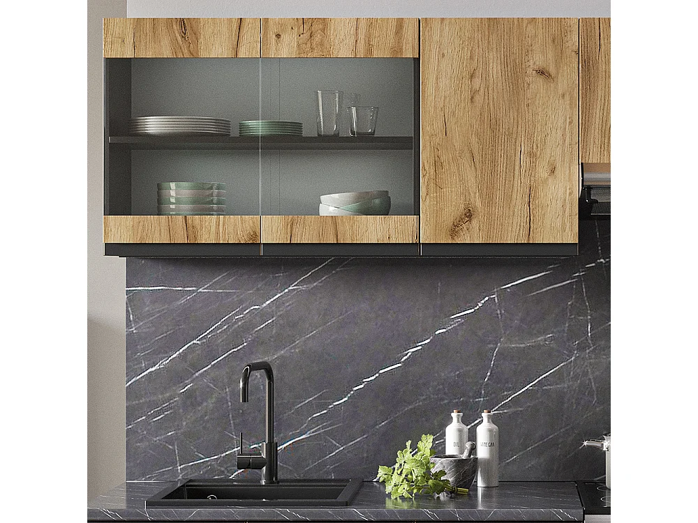 Cuisine chêne doré/anthracite 240x46x81.6 raul