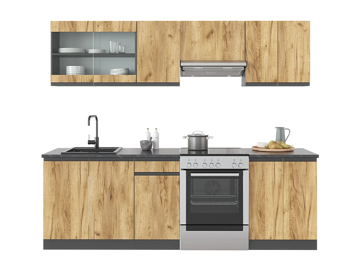 Cuisine chêne doré/anthracite 240x46x81.6 raul