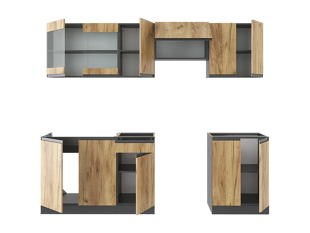 Cuisine chêne doré/anthracite 240x46x81.6 raul