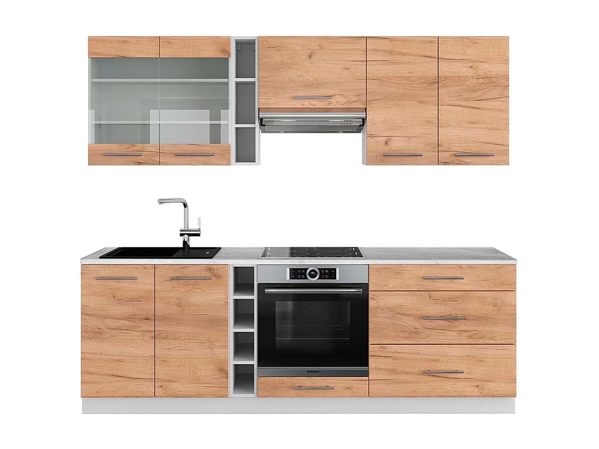 Cucina componibile quercia dorata/bianco 235x60x81.6 fame-line