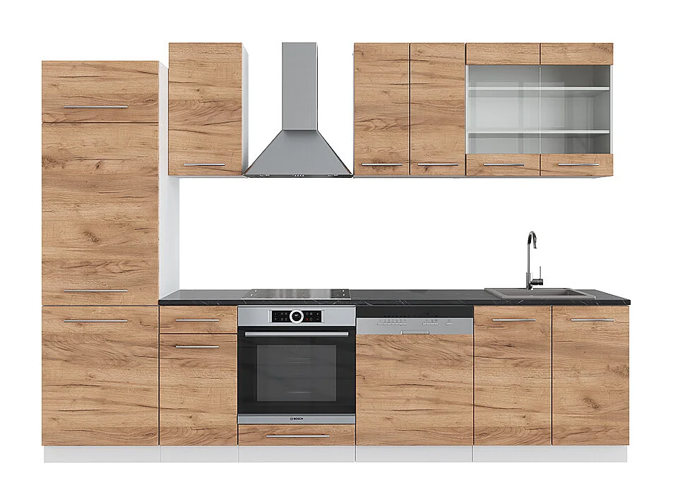 Cuisine chêne doré/blanc 300x60x81.6 fame-line