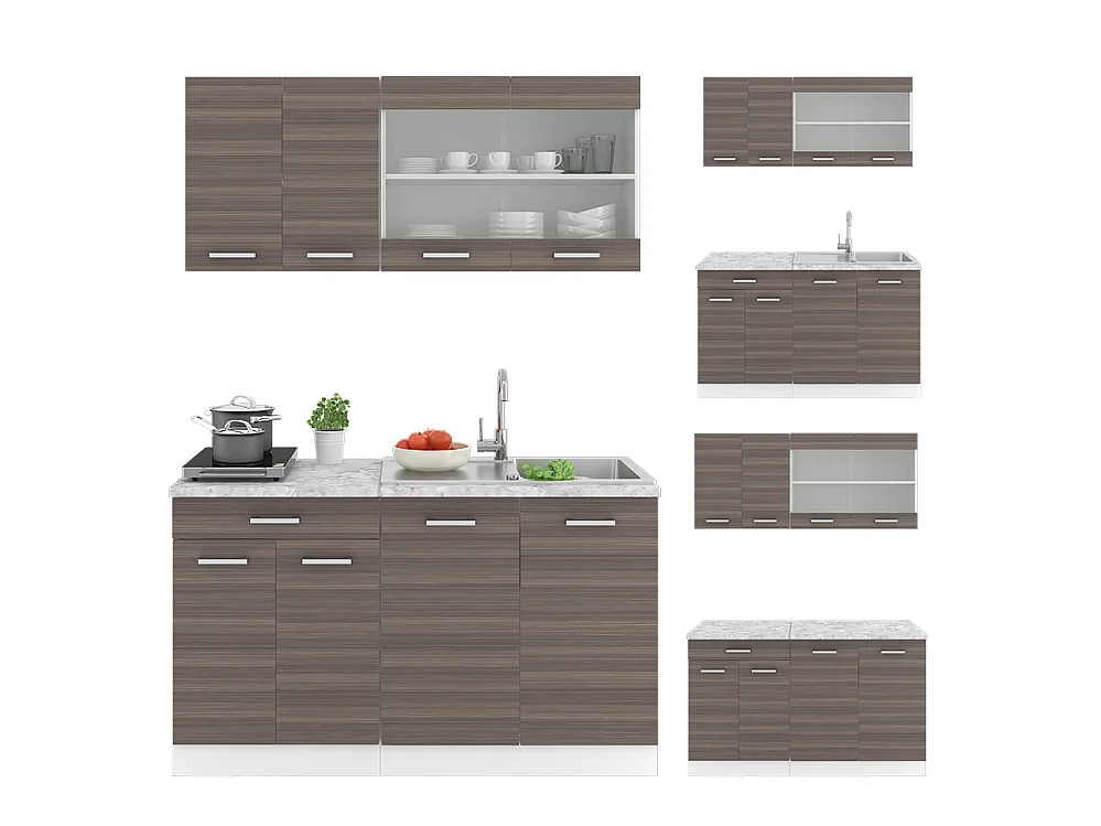 Cuisine gris noble/blanc 140x60x81.6 r-line