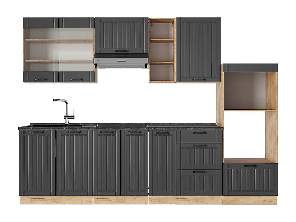 Køkkenrække mørkegrå 280x60x81.6 fame-line