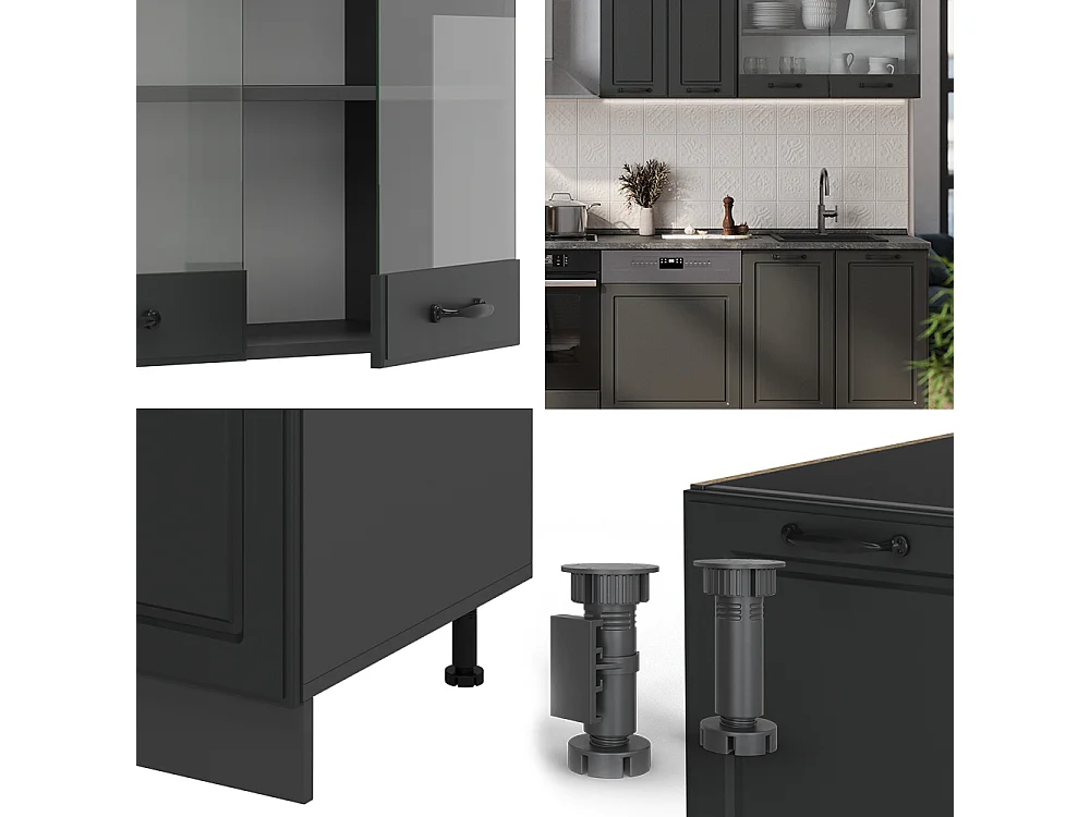 Mueble de cocina antracita casa de campo/antracita 300x46x81.6 r-line