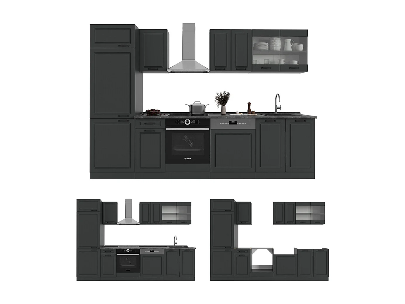 Mueble de cocina antracita casa de campo/antracita 300x46x81.6 r-line