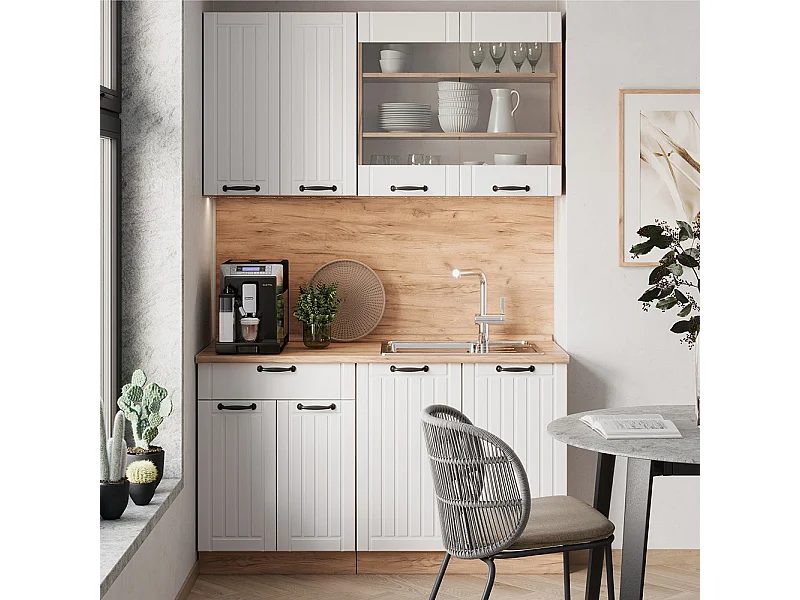 Cozinha individual casa de campo branca 140x60x81.6 fame-line