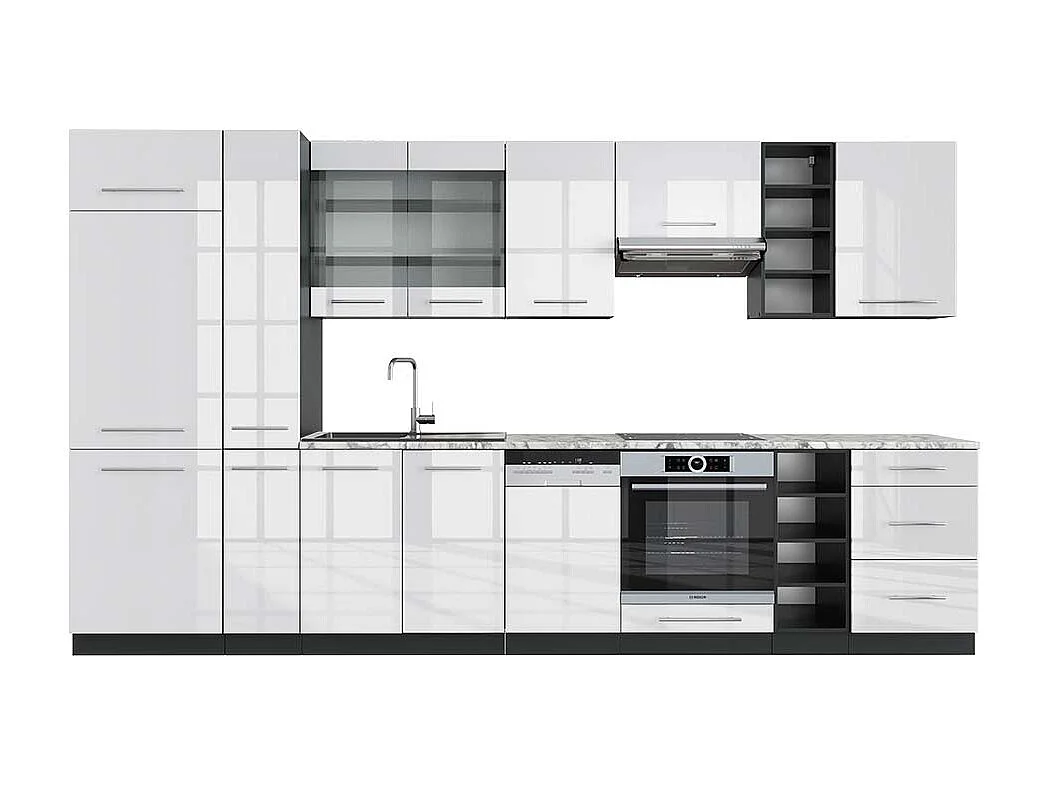 Mueble de cocina blanco brillo/antracita 355x60x81.6 fame-line