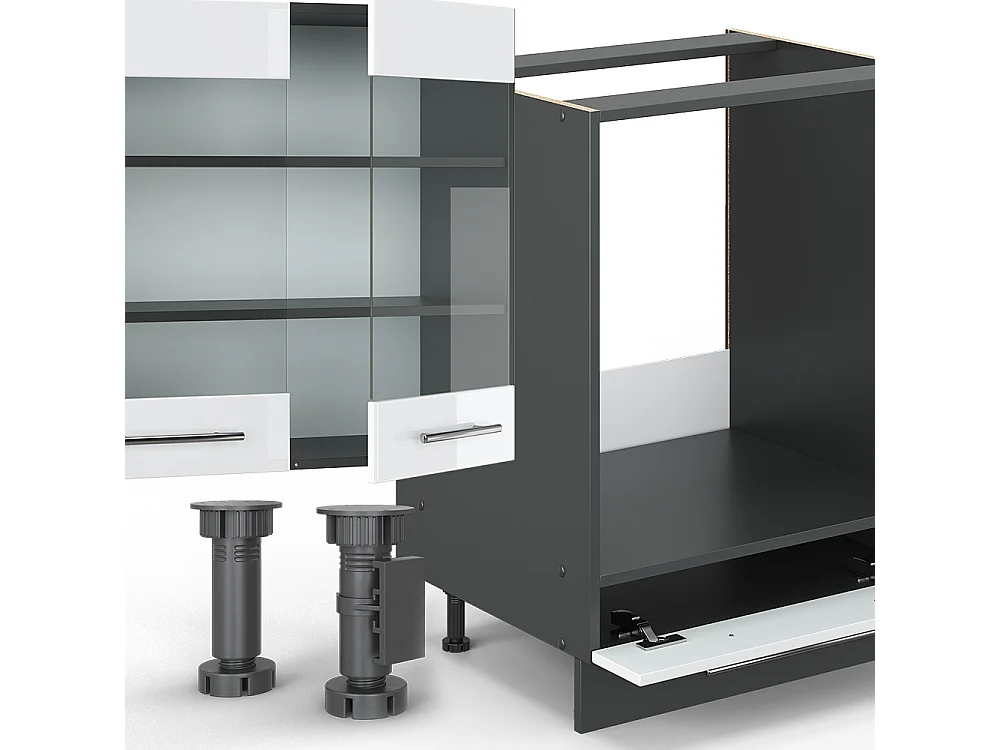 Cuisine blanc brillant/anthracite 355x60x81.6 fame-line