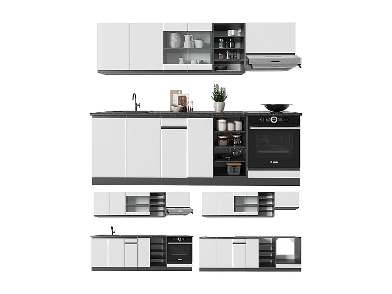 Cuisine blanc/anthracite 240x60x81.6 r-line