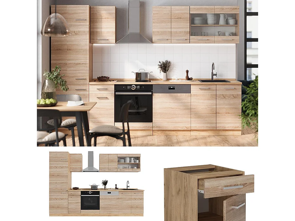 Mueble de cocina roble sonoma/goldkraft 300x46x81.6 r-line