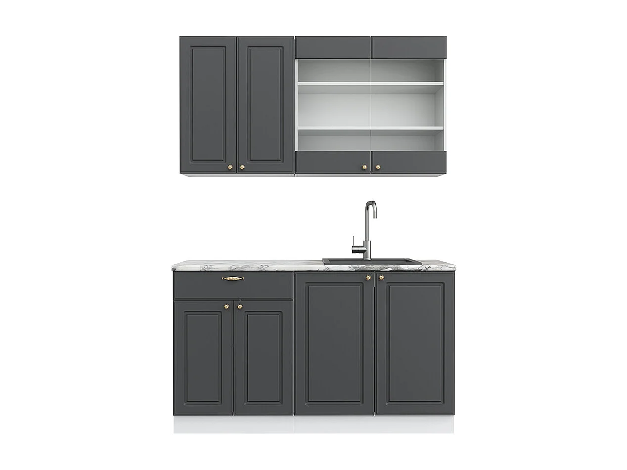 Cocina para solteros antracita-oro/blanco 140x46x81.6 fame-line