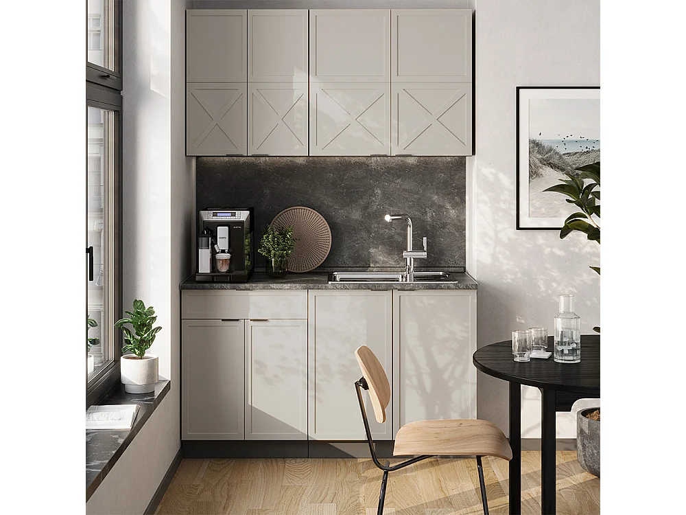 Cucina completa grigio/beige/antracite 140x60x81.6 fame-line