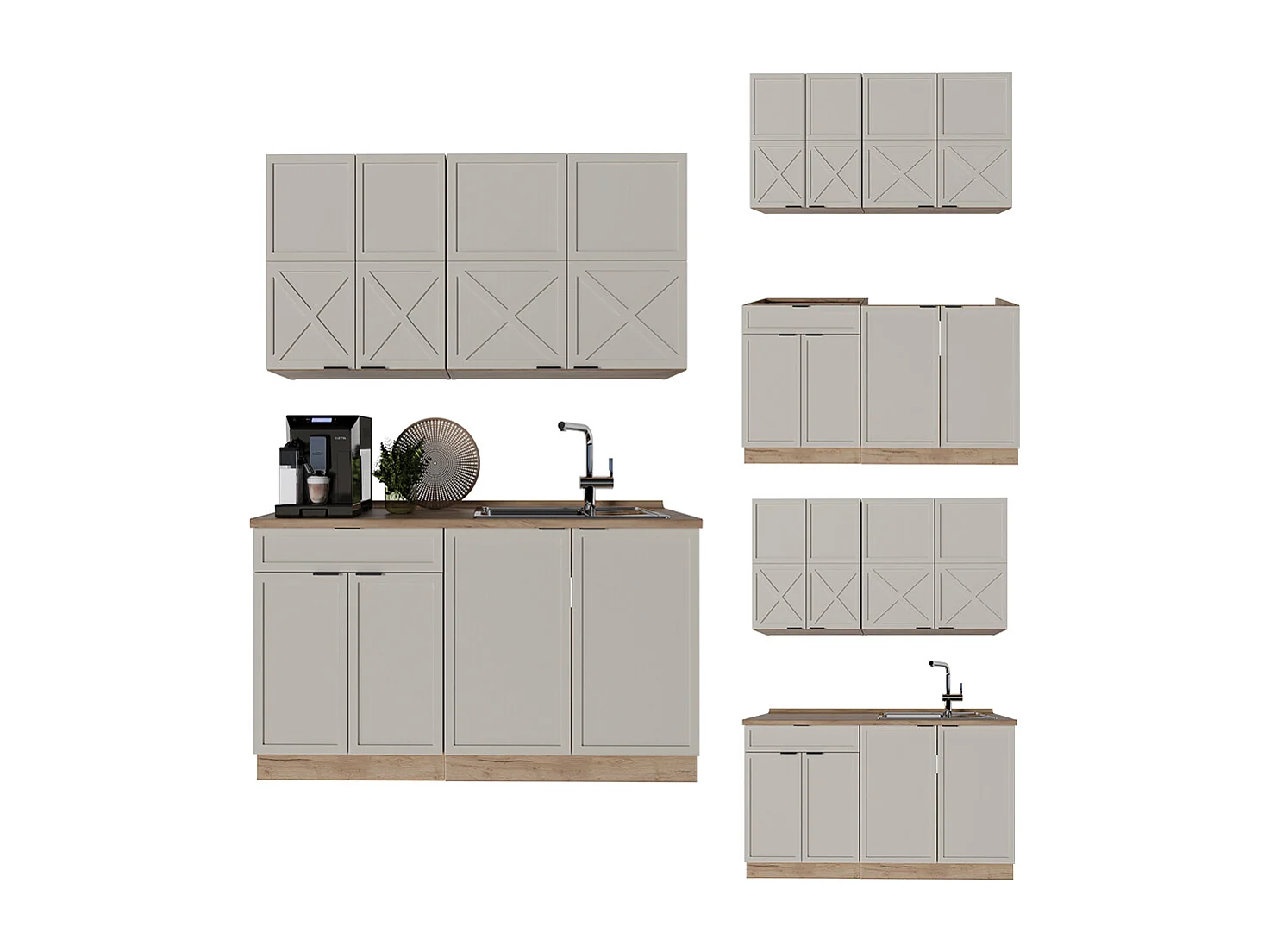 Cuisine grisbeige/chêne doré 140x60x81.6 fame-line