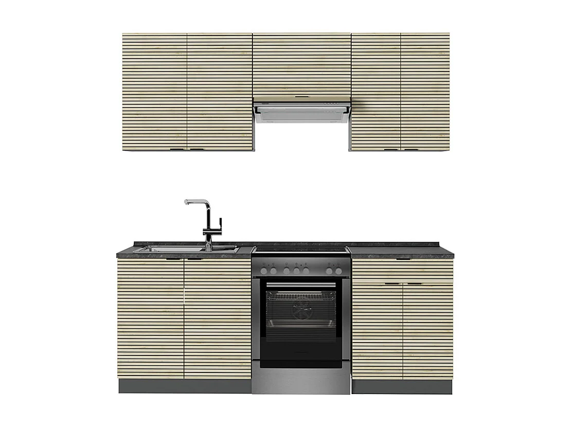 Mueble de cocina panel de roble/antracita 200x60x81.6 fame-line
