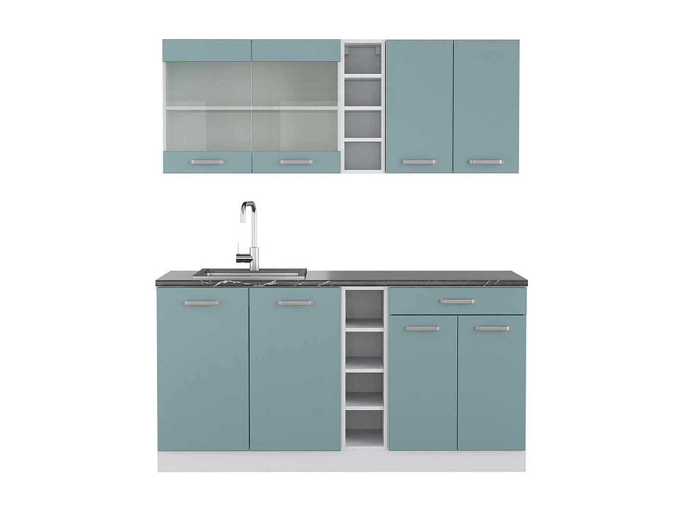 Cuisine bleu-gris/blanc 160x60x81.6 r-line